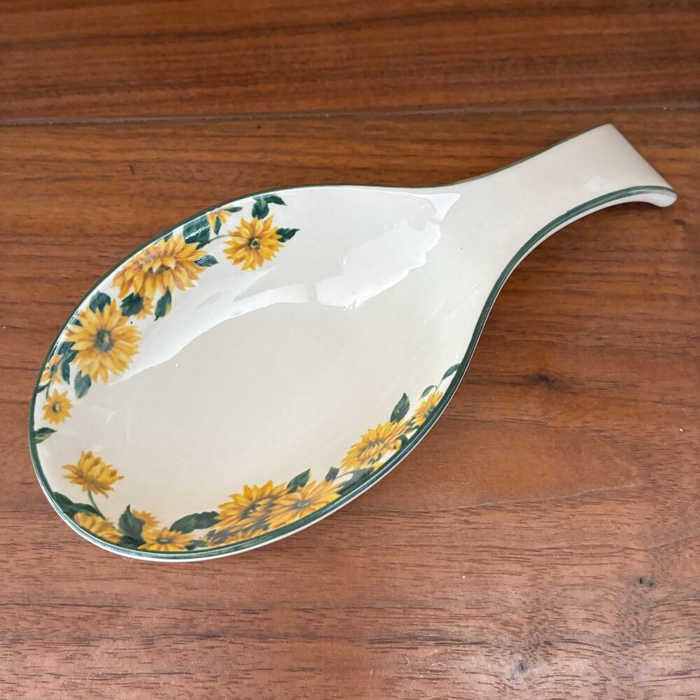 Thomson Pottery Sunflower Spoon Ladle Rest 7 5/8"